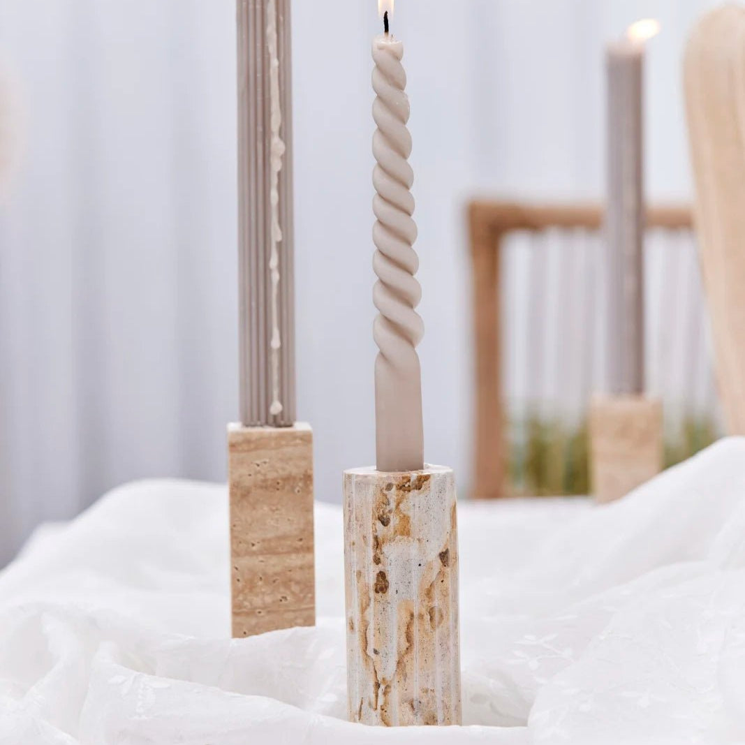 Lene Bjerre Travina ljusstake H10cm, Beige - Azalea Home