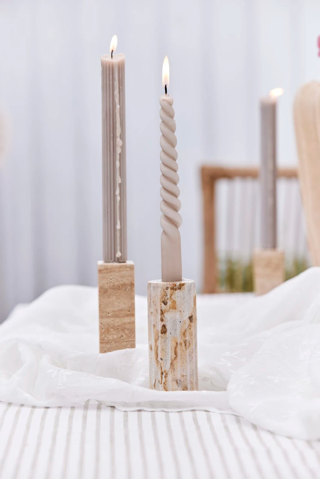 Lene Bjerre Travina ljusstake H10cm, Beige - Azalea Home