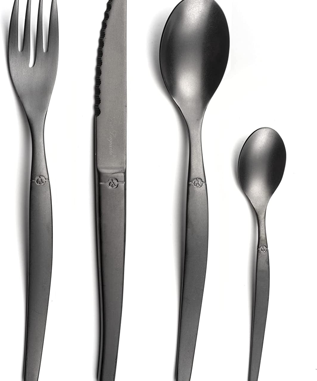 Lou Laguiole Jet Bestickset 16 delar stonewash svart - Azalea Home