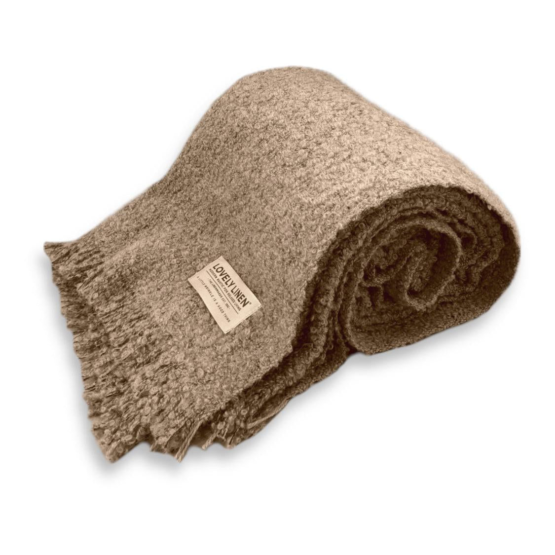 Lovely Linen CURLY Pläd Bouclé 130X170, Brun - Azalea Home