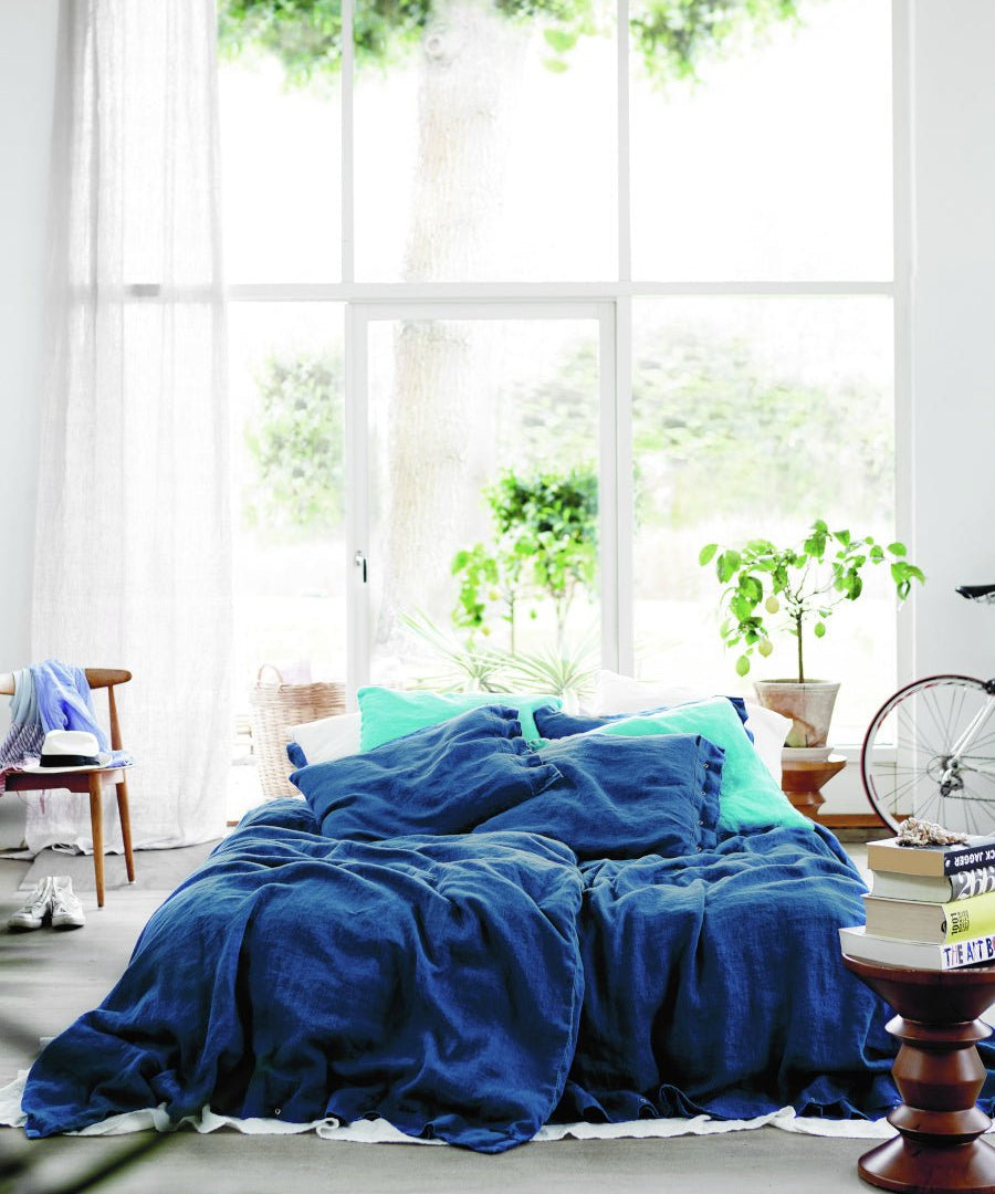 Lovely Linen LOVELY Påslakan Dubbel 240X220, Denimblå - Azalea Home