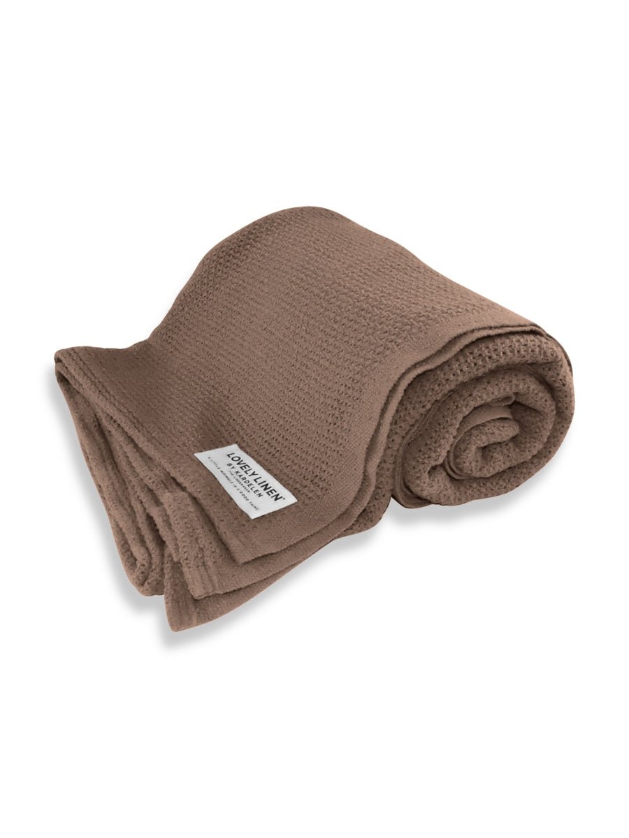 Lovely Linen LOVELY Pläd Bomull 220X240, Chocolate - Azalea Home