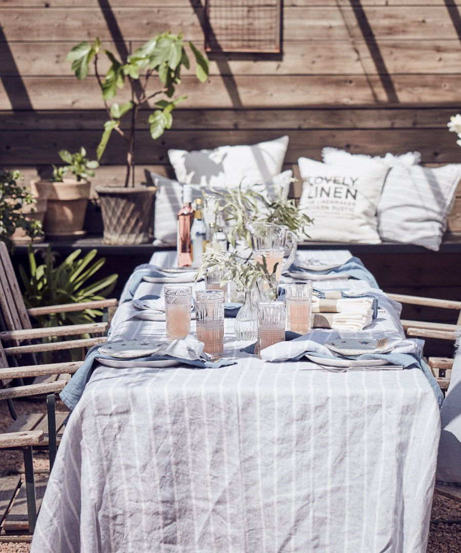 Lovely Linen MISTY Duk Stripe 145X300, Sky - Azalea Home