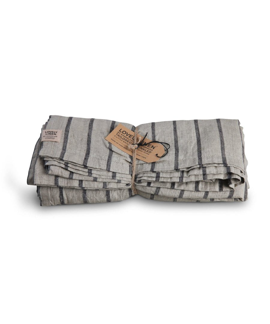 Lovely Linen MISTY Duk Stripe 145X300, Svart - Azalea Home