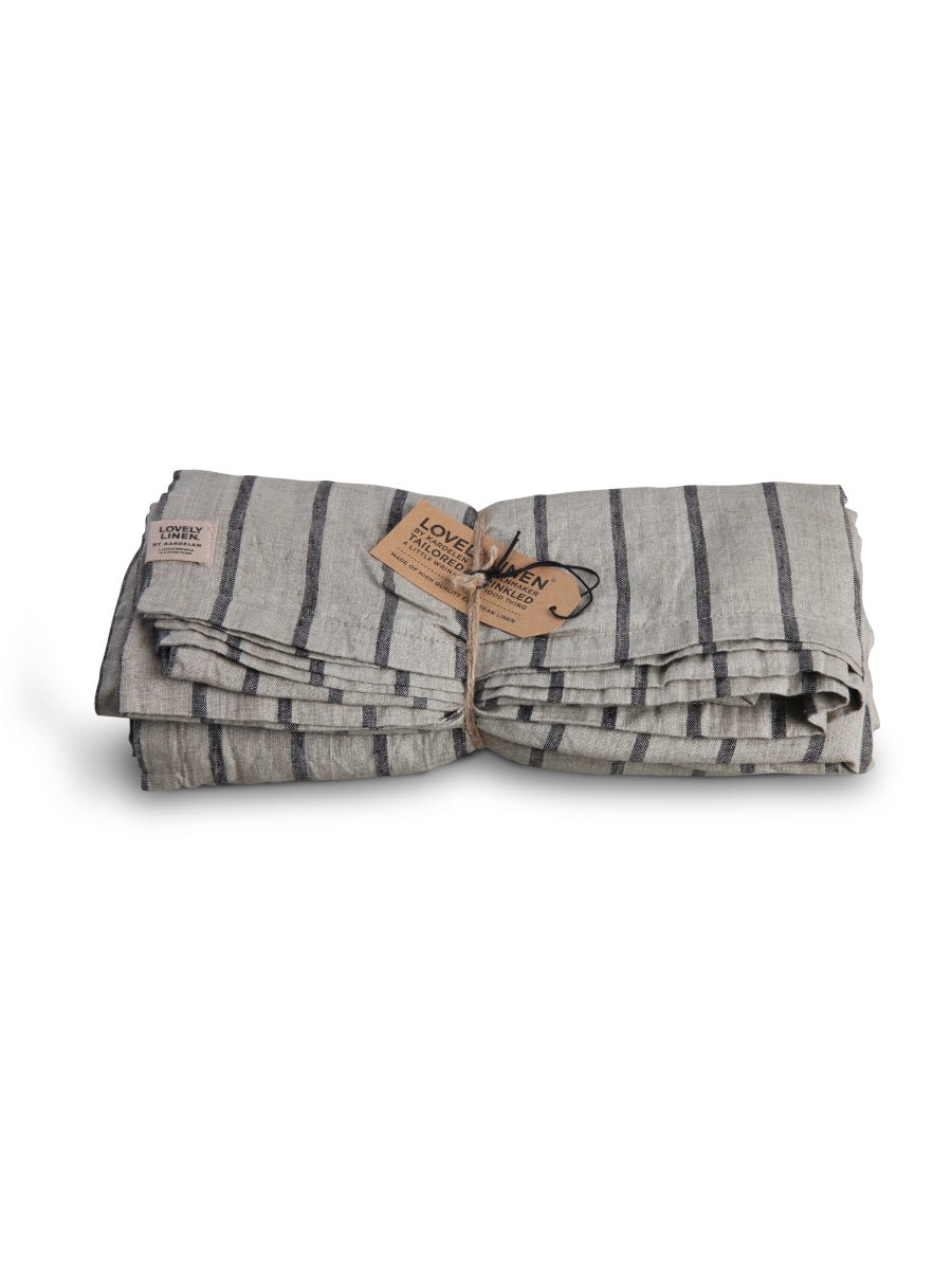 Lovely Linen MISTY Duk Stripe 145X380, Svart - Azalea Home