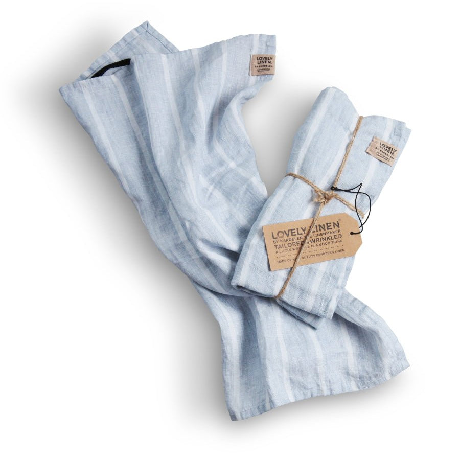 Lovely Linen MISTY Gästhandduk Stripe 35X50, Sky - Azalea Home
