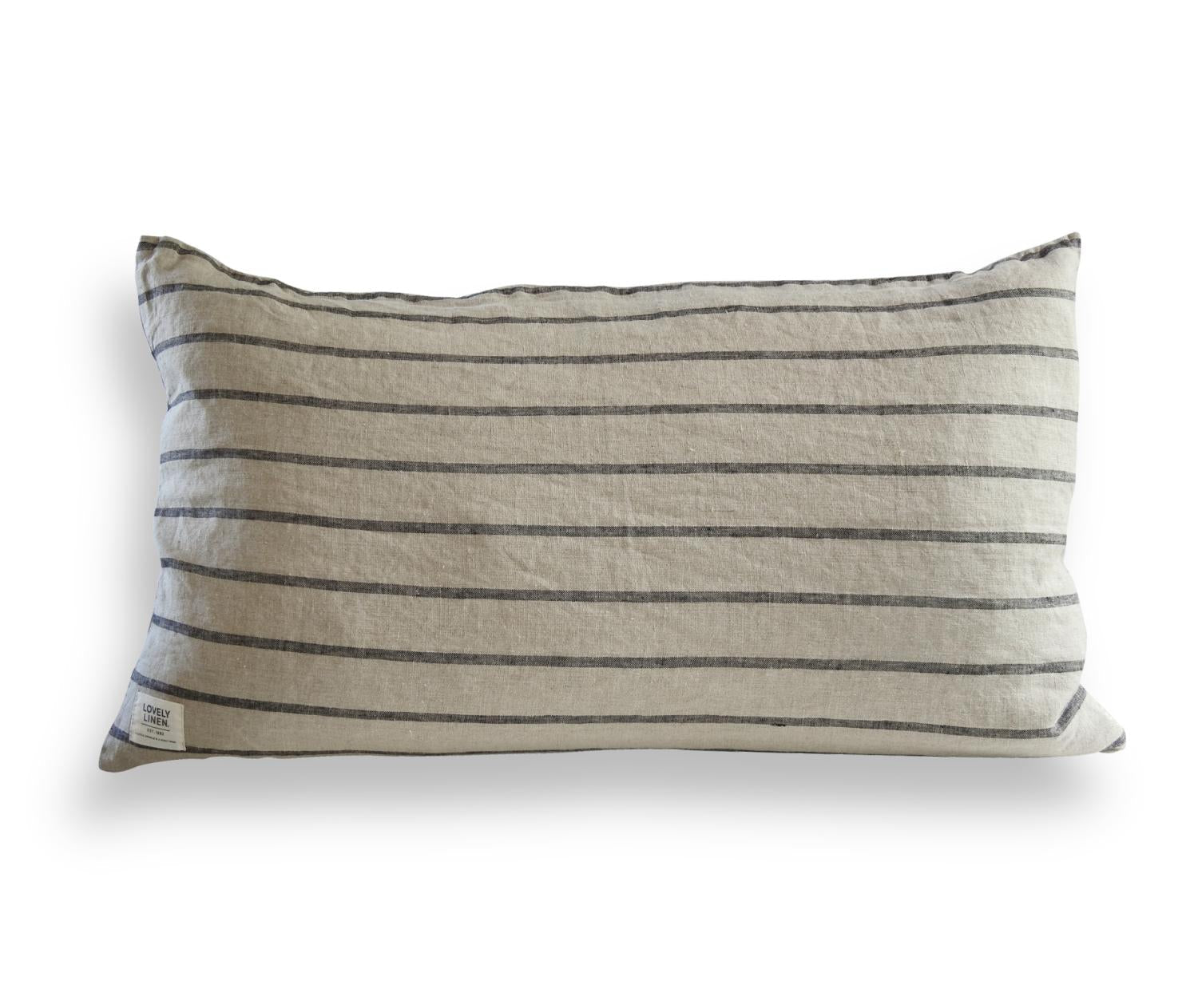 Lovely Linen MISTY Kuddfodral Stripe 40X70, Svart - Azalea Home