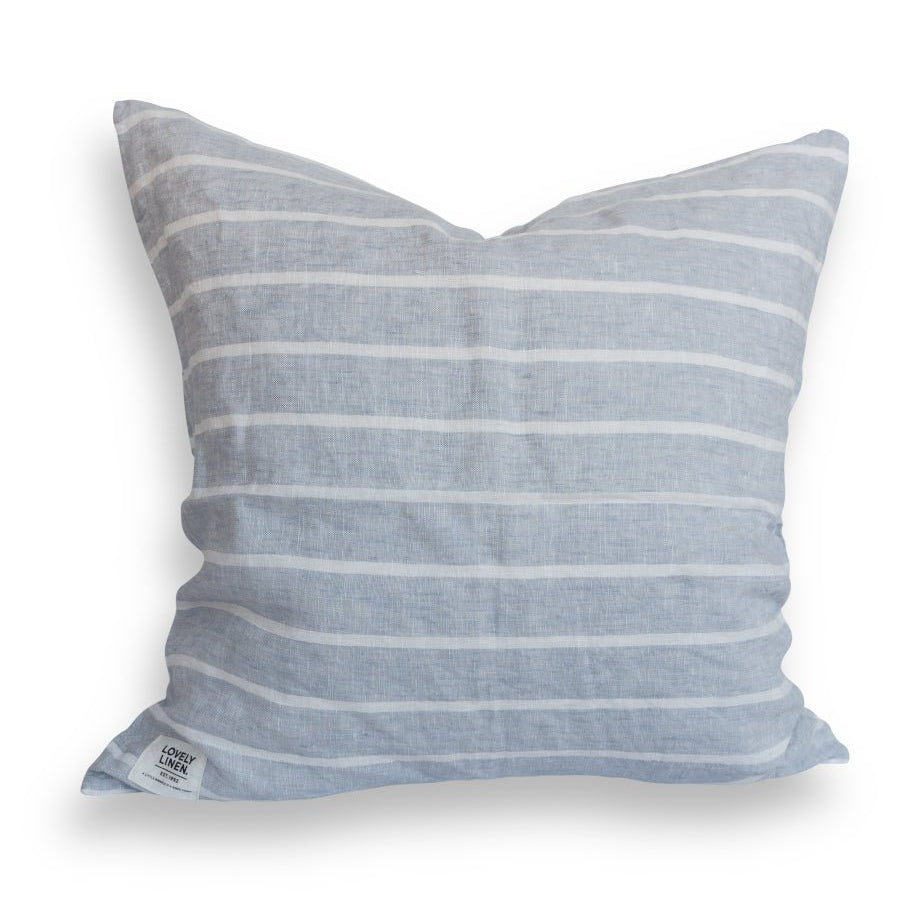 Lovely Linen MISTY Kuddfodral Stripe 50X50, Sky - Azalea Home