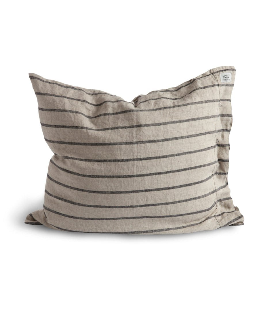 Lovely Linen MISTY Örngott Stripe 40X80, Svart - Azalea Home
