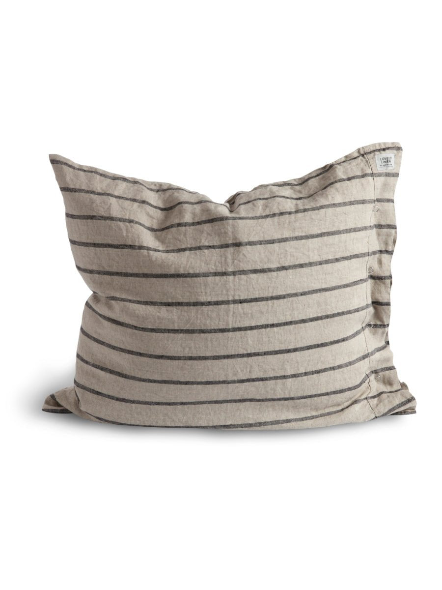 Lovely Linen MISTY Örngott Stripe 50X70, Svart - Azalea Home