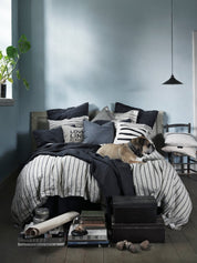 Lovely Linen MISTY Örngott Stripe 70X90, Svart - Azalea Home