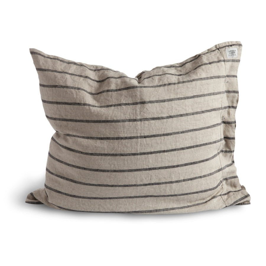 Lovely Linen MISTY Örngott Stripe 70X90, Svart - Azalea Home