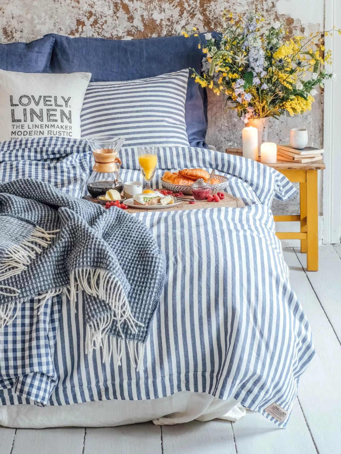 Lovely Linen MISTY Påslakan 135X200, Denimblå - Azalea Home