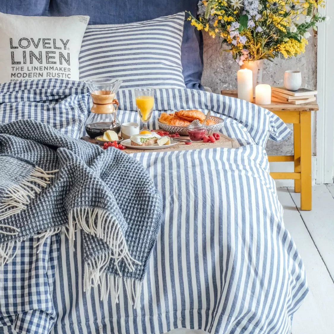 Lovely Linen MISTY Påslakan 150X210, Denimblå - Azalea Home