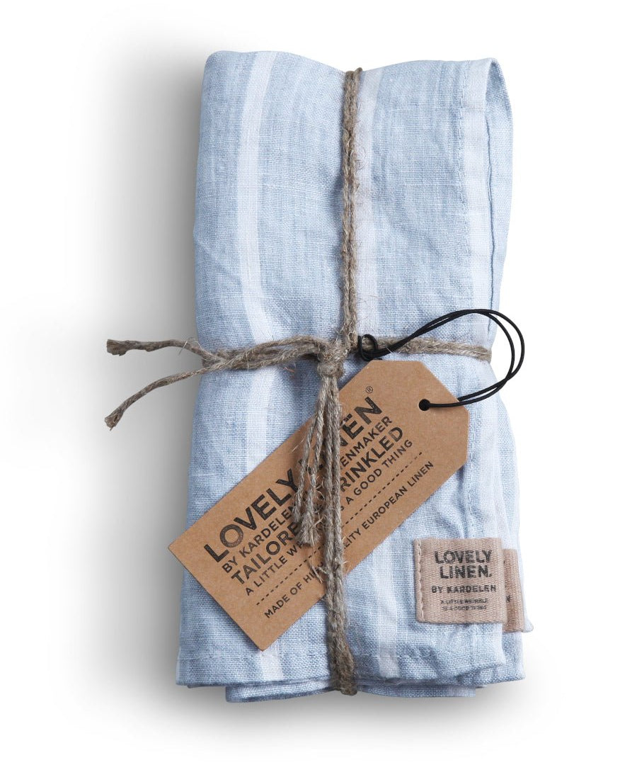 Lovely Linen MISTY Servetter Stripe 45X45 4 - Pack, Sky - Azalea Home