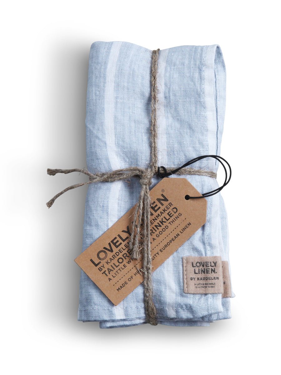 Lovely Linen MISTY Servetter Stripe 45X45 4 - Pack, Sky - Azalea Home