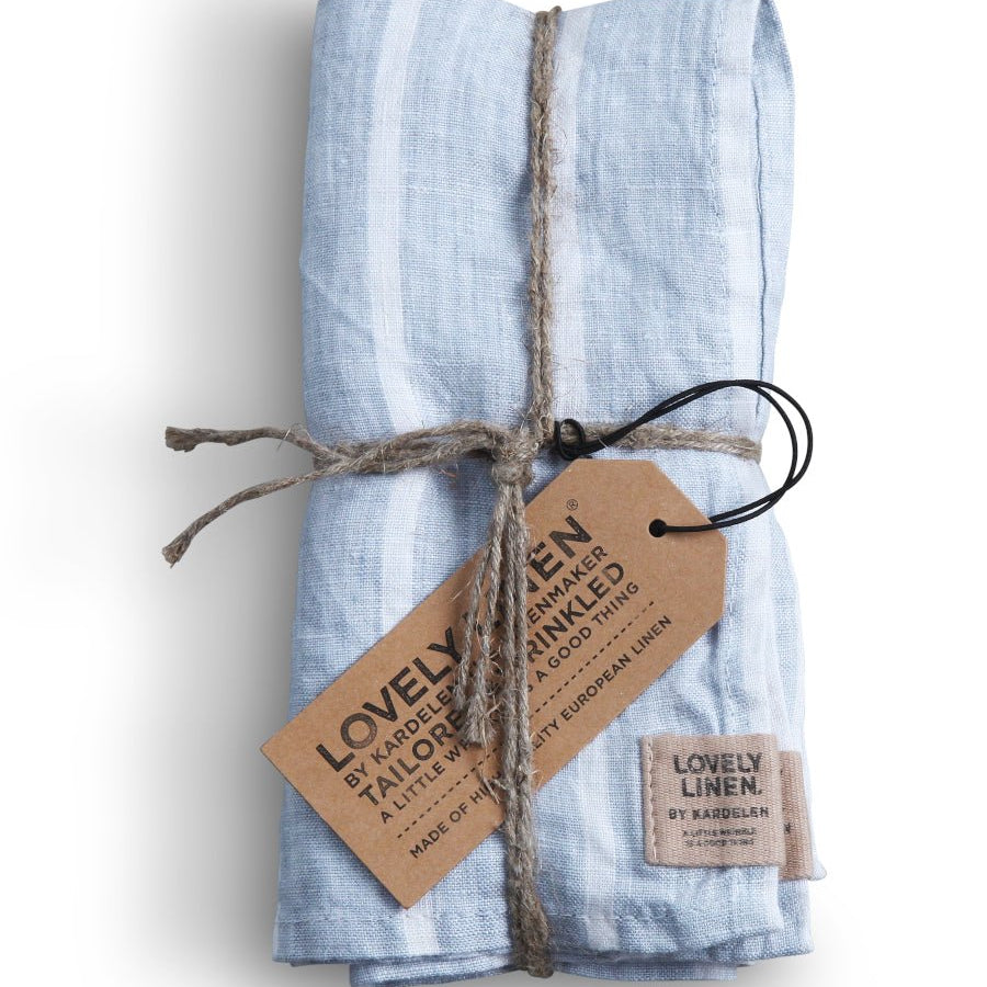 Lovely Linen MISTY Servetter Stripe 45X45 4 - Pack, Sky - Azalea Home