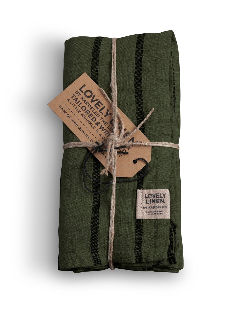 Lovely Linen MISTY Servetter Stripe 45X45, Forest - Azalea Home