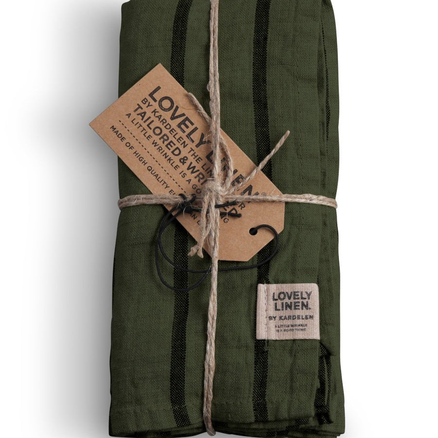 Lovely Linen MISTY Servetter Stripe 45X45, Forest - Azalea Home
