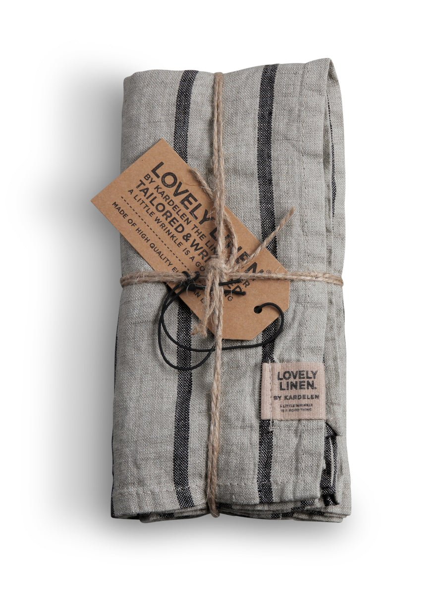 Lovely Linen MISTY Servetter Stripe 45X45, Svart - Azalea Home