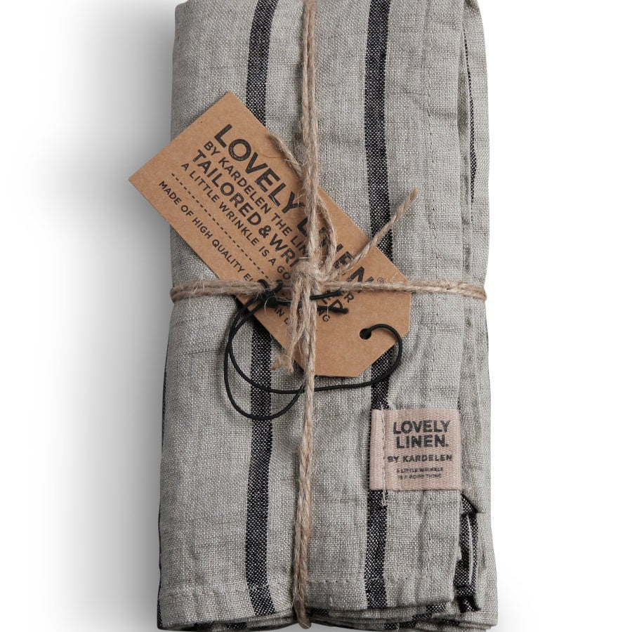 Lovely Linen MISTY Servetter Stripe 45X45, Svart - Azalea Home