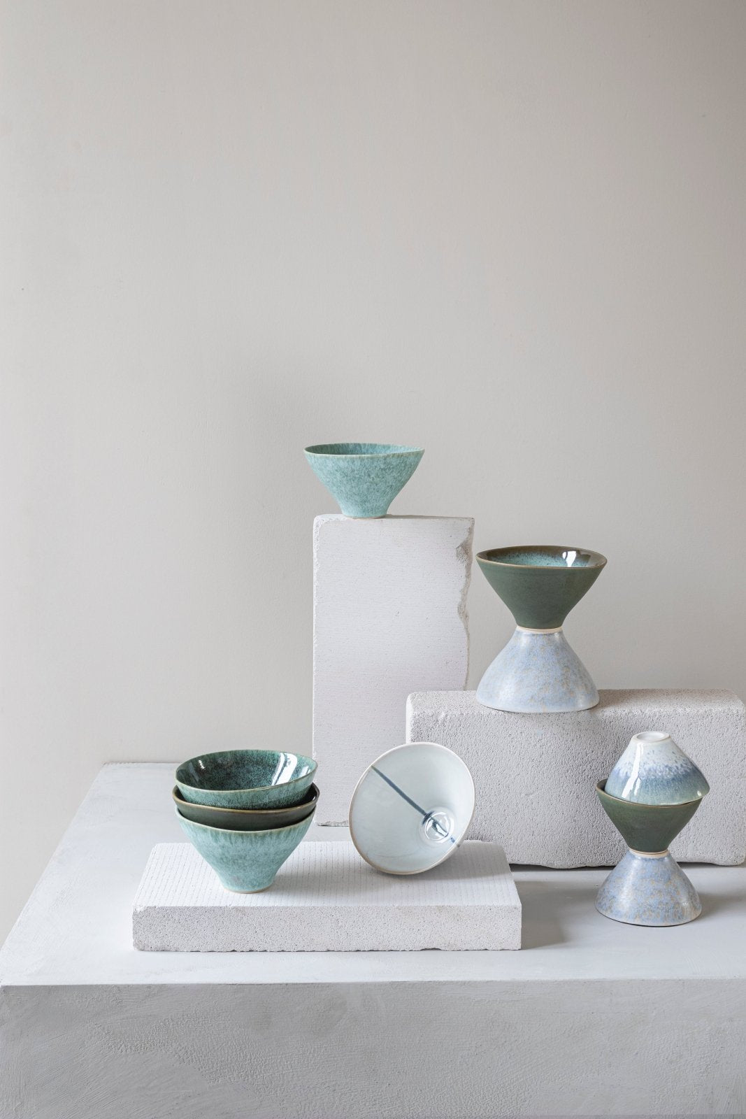 Mette Ditmer ELEMENTS Skålar 3 - pack Ø12xH6,5, Green tones - Azalea Home