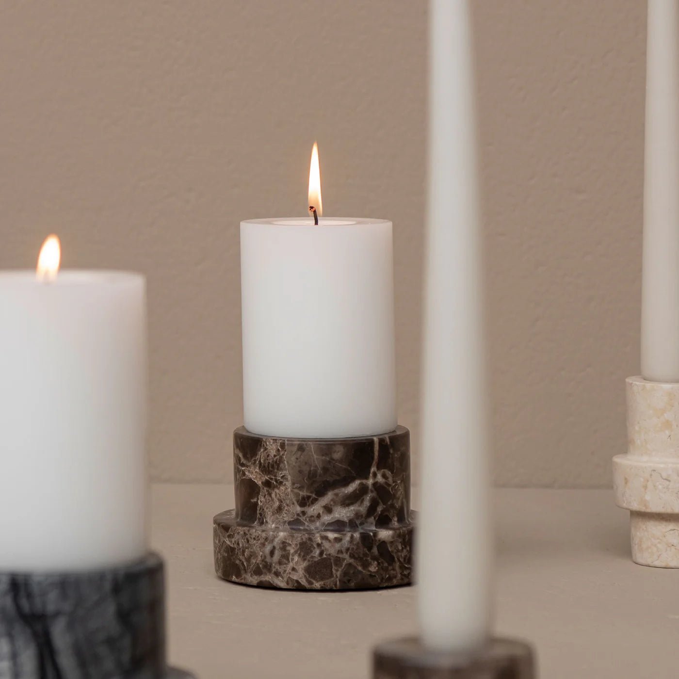 Mette Ditmer MARBLE Blockljusstake, Brun - Azalea Home