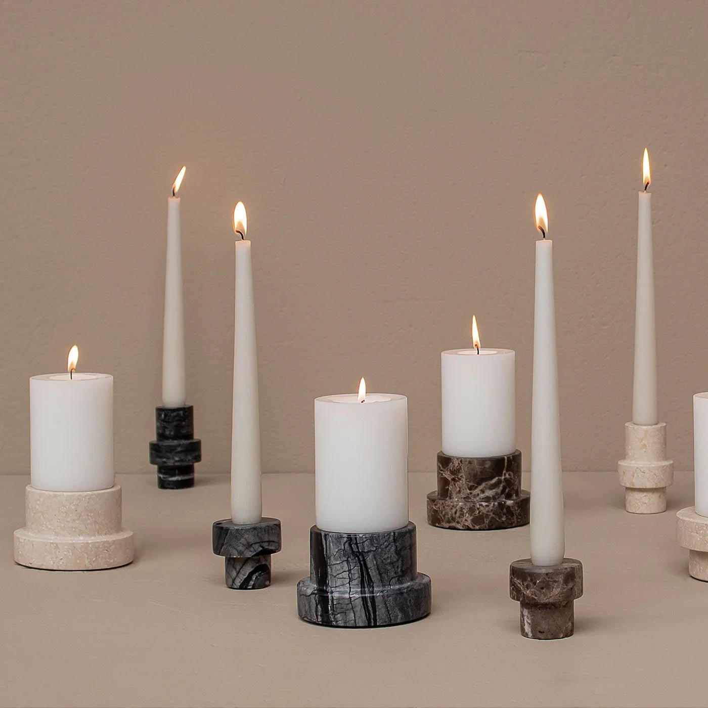 Mette Ditmer MARBLE Blockljusstake, Brun - Azalea Home