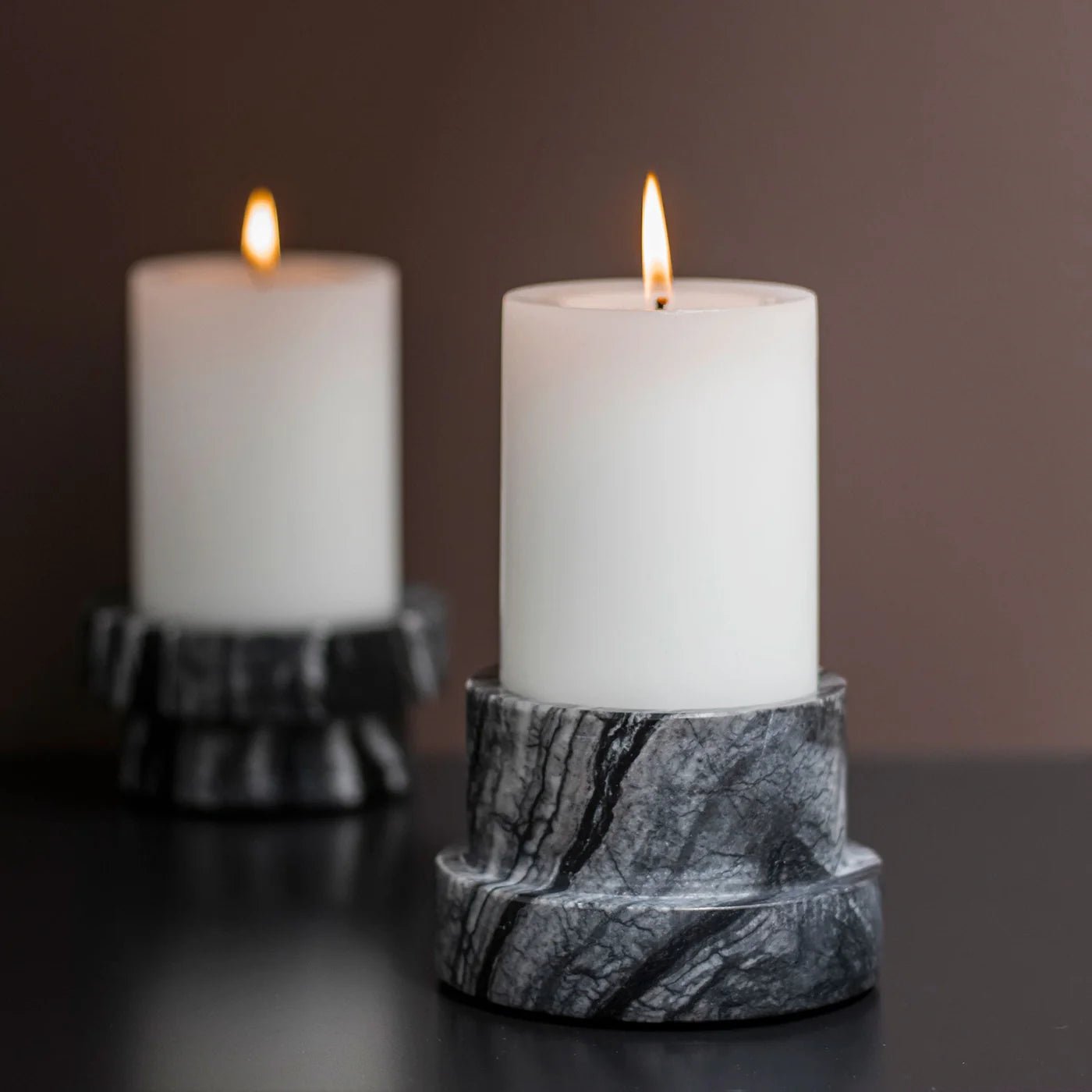 Mette Ditmer MARBLE Blockljusstake, Svart/grå - Azalea Home