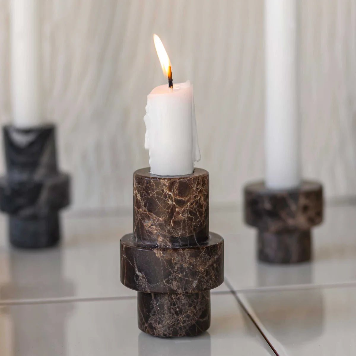 Mette Ditmer MARBLE Ljusstake, Brun - Azalea Home