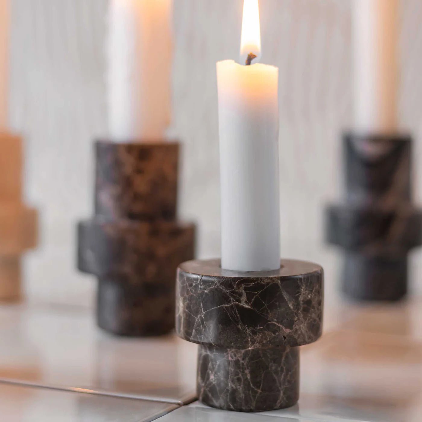Mette Ditmer MARBLE Ljusstake, Brun - Azalea Home