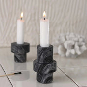 Mette Ditmer MARBLE Ljusstake, Svart/grå - Azalea Home