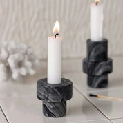 Mette Ditmer MARBLE Ljusstake, Svart/grå - Azalea Home