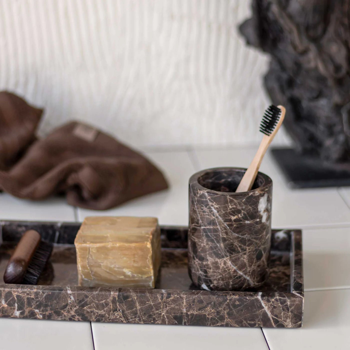 Mette Ditmer MARBLE Tandborstmugg, Brun - Azalea Home