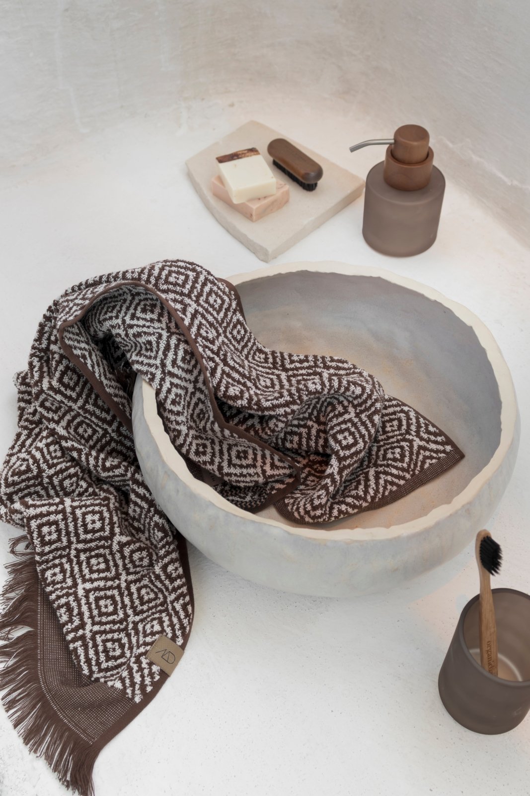 Mette Ditmer MOROCCO Badhandduk 70x135, Chocolate / Off - white - Azalea Home