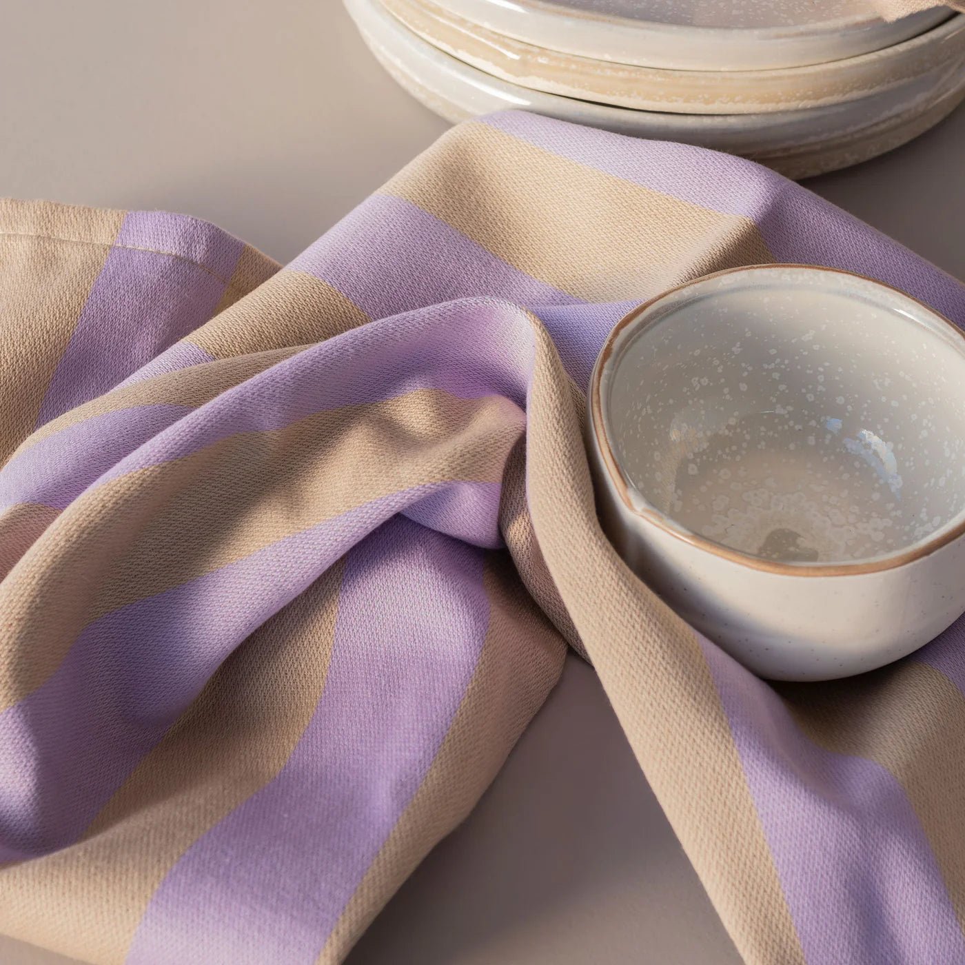 Mette Ditmer STRIPES Kökshandduk 2 - pack, Sand - Azalea Home