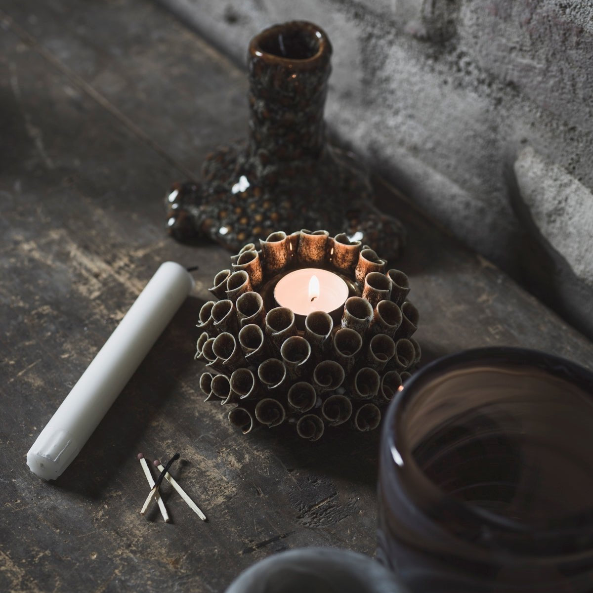 Mogihome Ljusstake Lizzie, Liten, Brun - Azalea Home