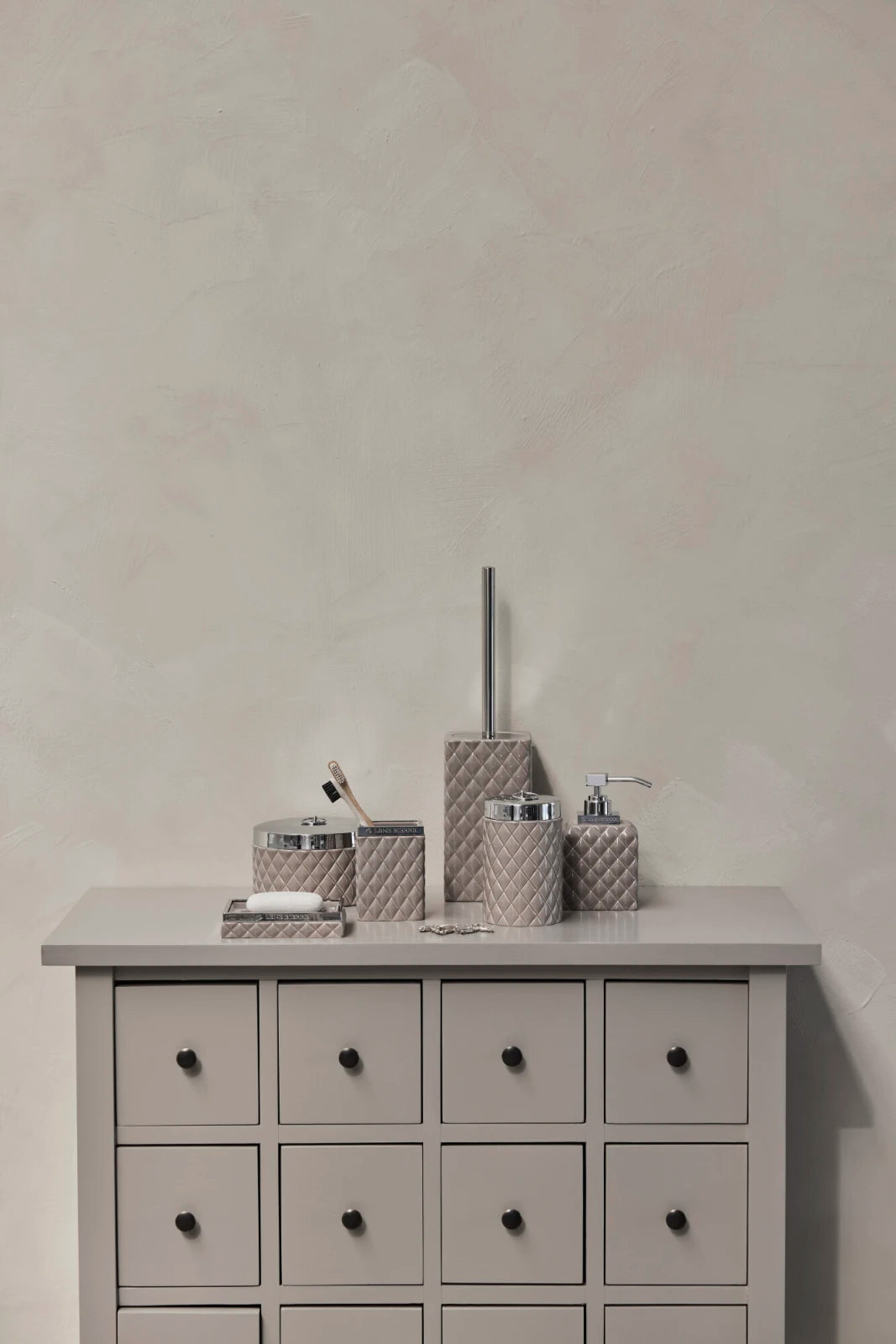 Portia Tvålpump H16, Greige / Silver
