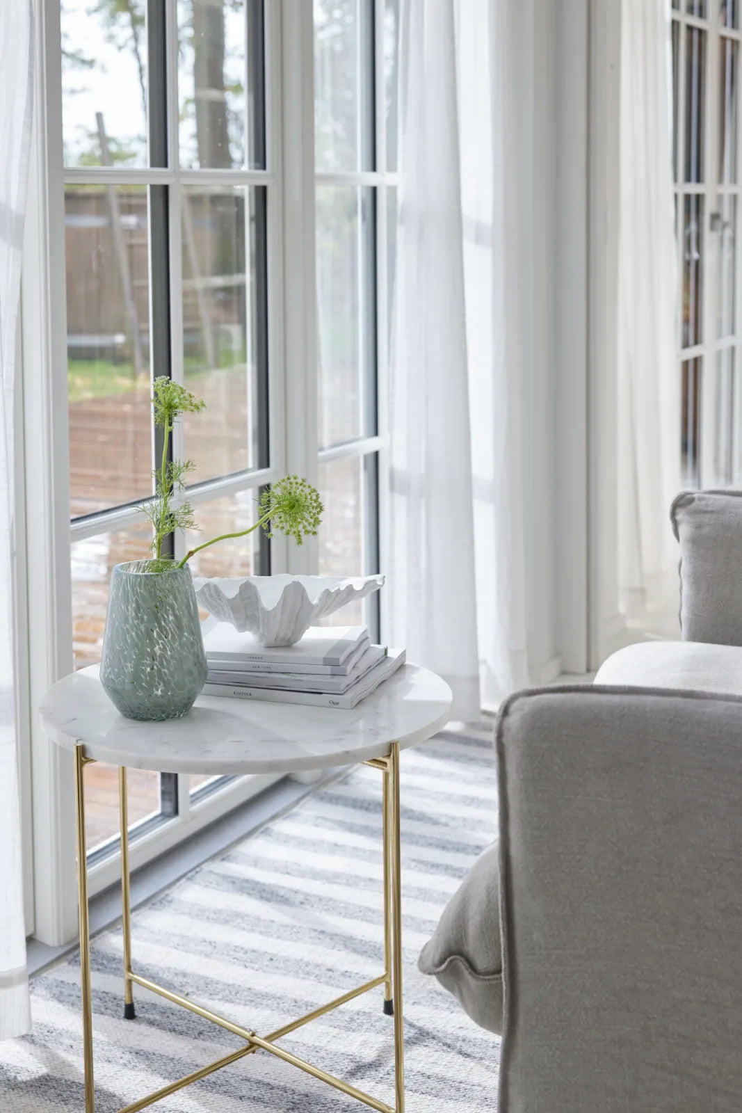 Marmilla Sidobord 2-Pack, Vit / Guld