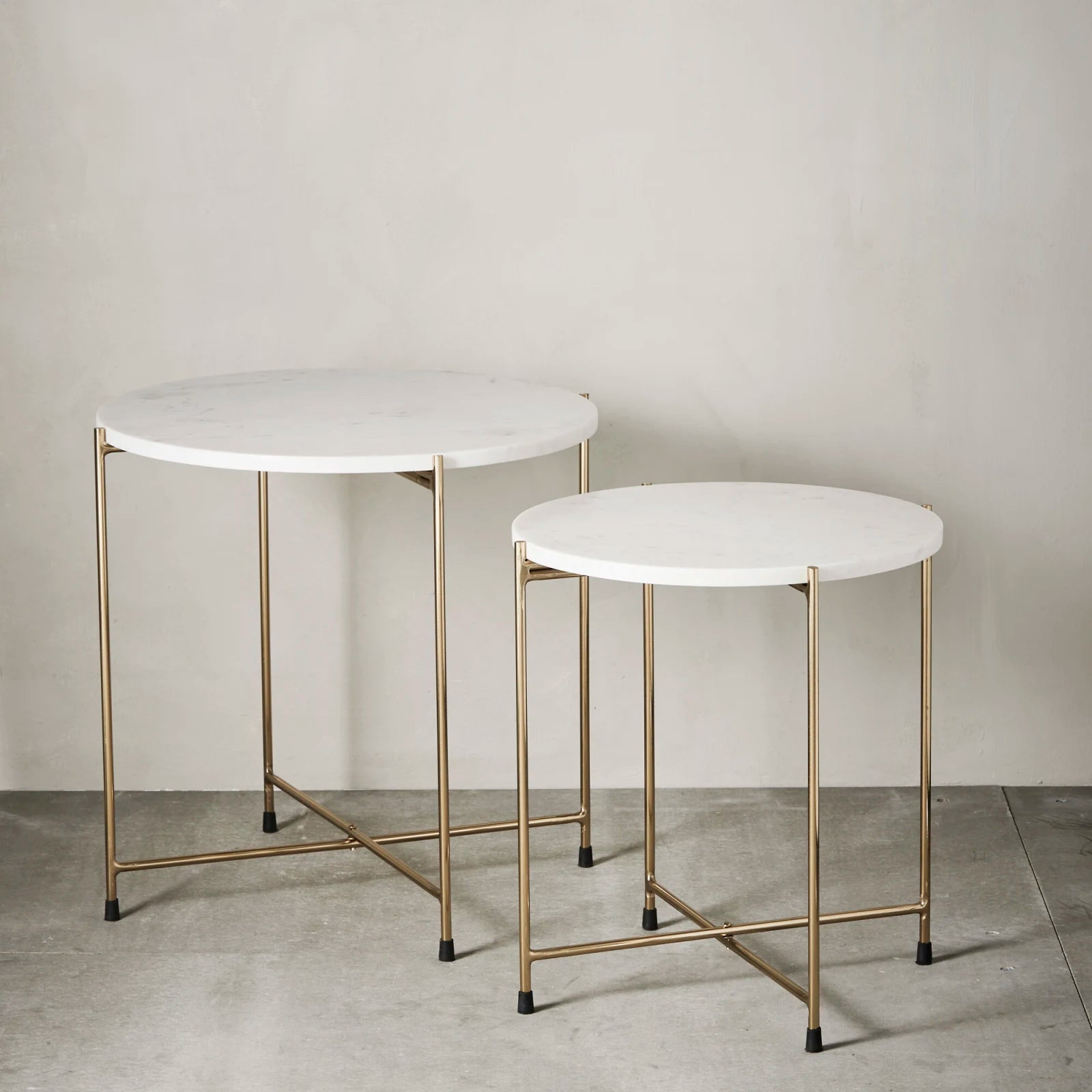 Marmilla Sidobord 2-Pack, Vit / Guld