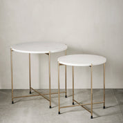 Marmilla Sidobord 2-Pack, Vit / Guld