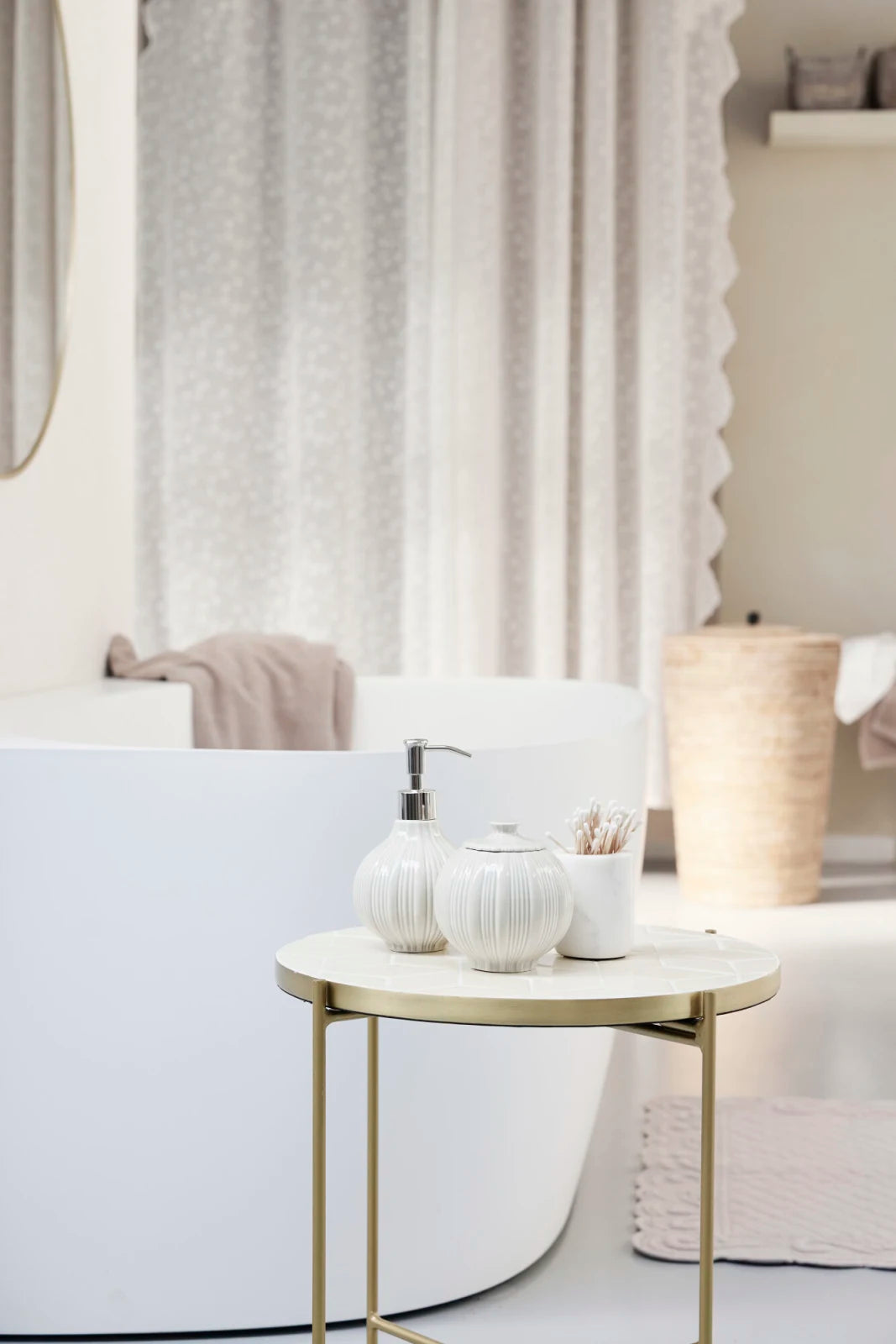 Marcera sidobord 2-Pack, Linen / Guld