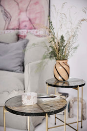 Marla sidobord 37x37, Smoke / Guld