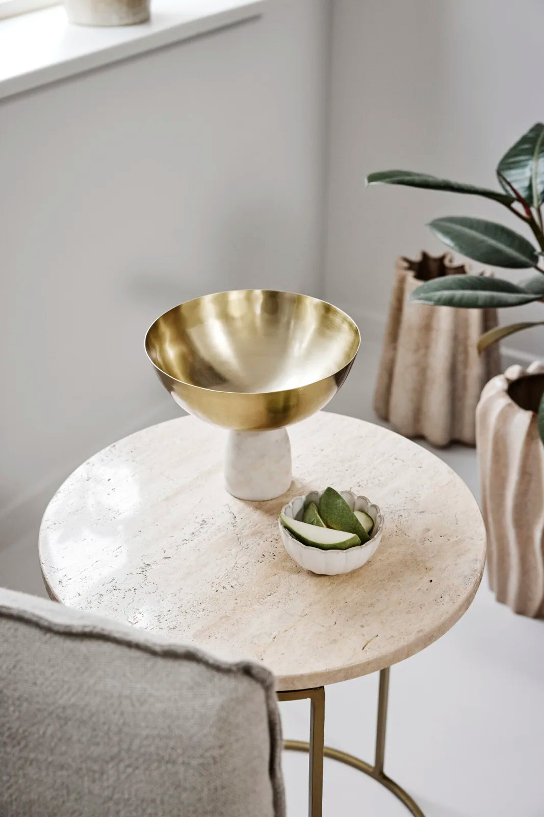 Traville sidobord 2-Pack, Linen / Guld