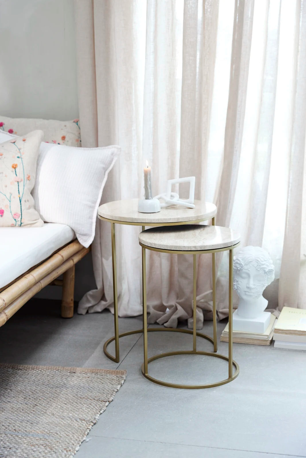 Traville sidobord 2-Pack, Linen / Guld