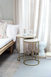 Traville sidobord 2-Pack, Linen / Guld