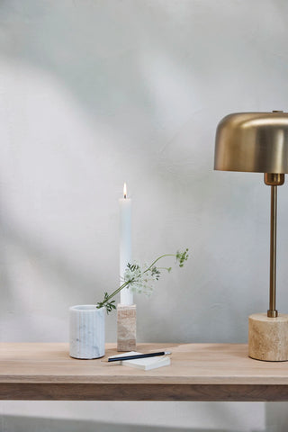 Ellia burk 9x6 marmor, Vit
