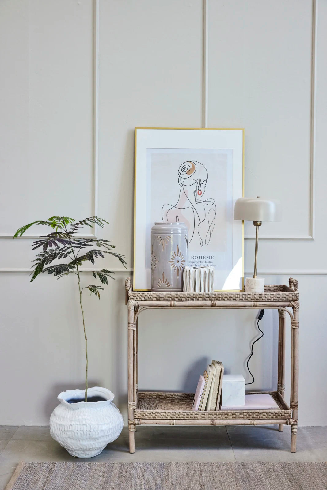 Hilde lykta H39 cm, Beige