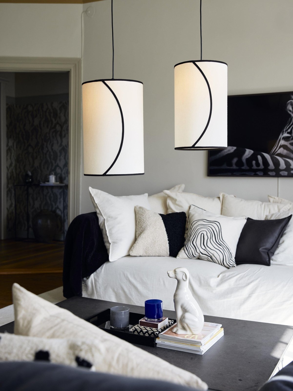 PR Home Ava taklampa Offwhite/svart 30cm - Azalea Home