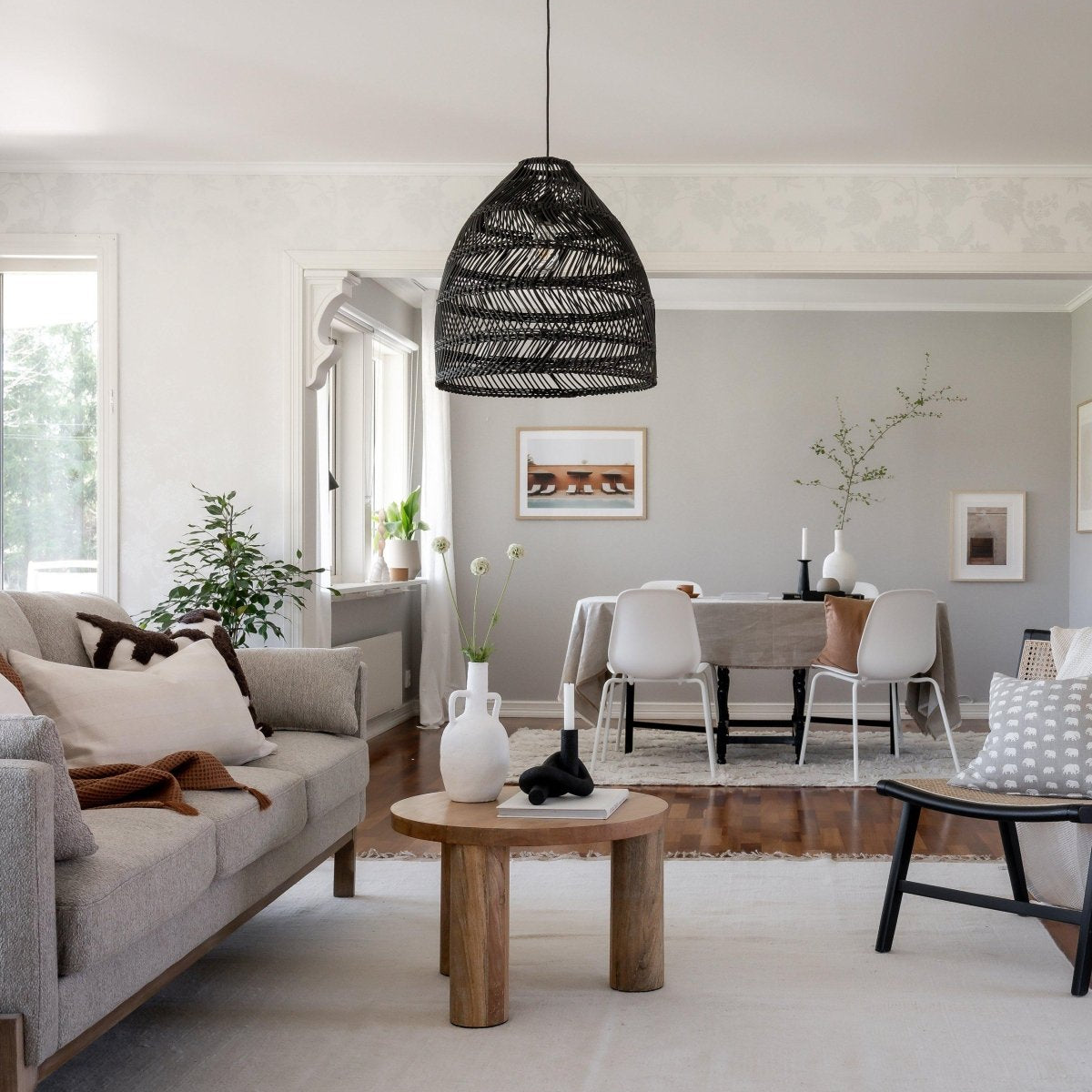 PR Home Maja Taklampa Wicker Black 45cm - Azalea Home